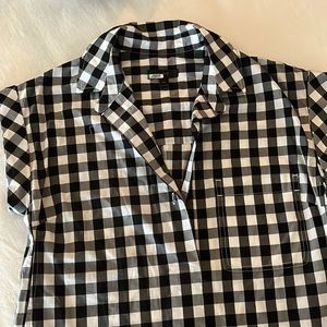 JCREW Black and White check cuff sleeve shift dress